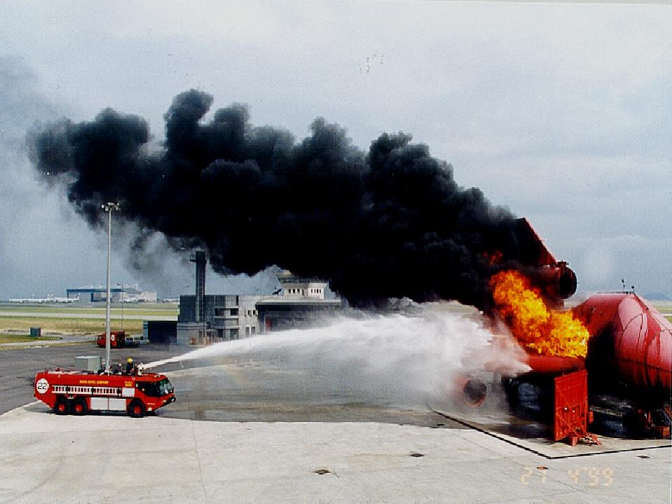 Firefighting operation for simulated external fuselage fire